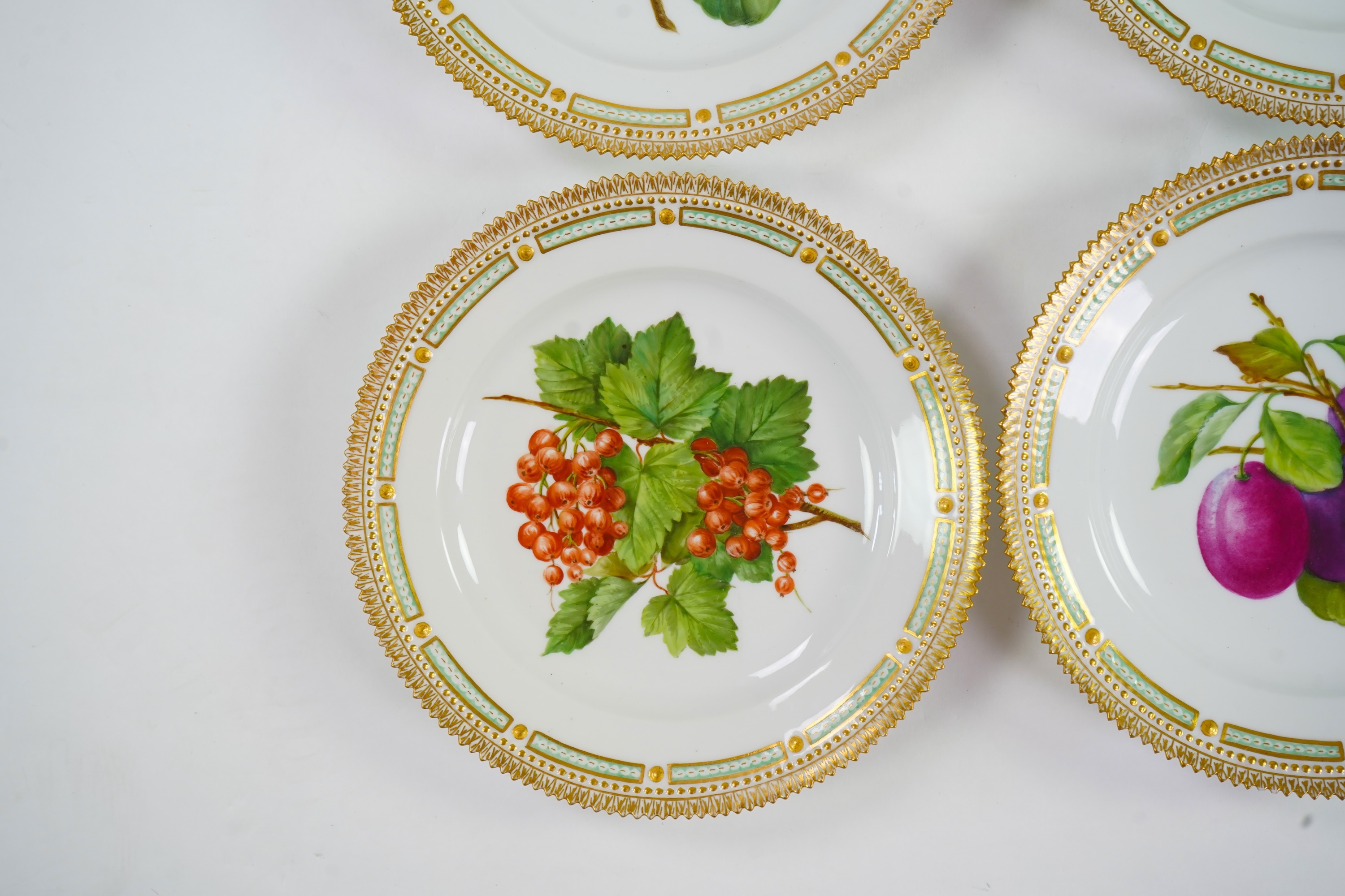 A set of six Royal Copenhagen 'Flora Danica' shape plates